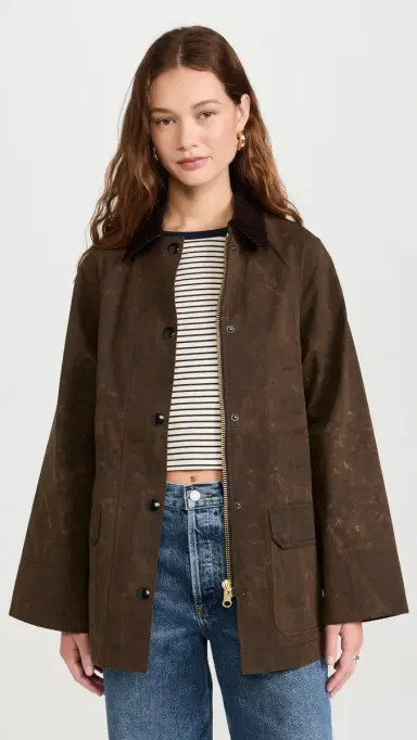 Alex Mill Chiltern Street Barn Jacket In Waxed Cotton Brown L | Thumbnail 2