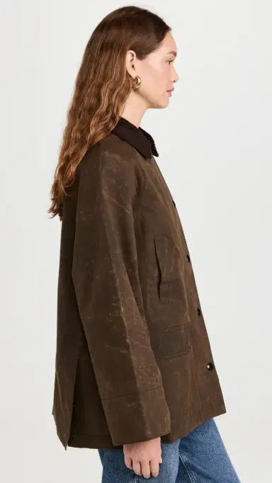 Alex Mill Chiltern Street Barn Jacket In Waxed Cotton Brown L | Thumbnail 4