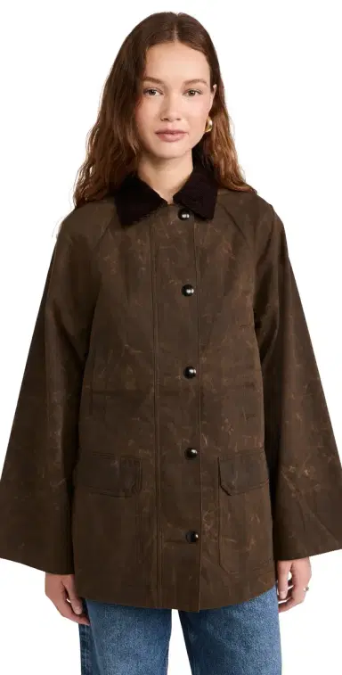 Alex Mill Chiltern Street Barn Jacket In Waxed Cotton Brown L | Thumbnail 1