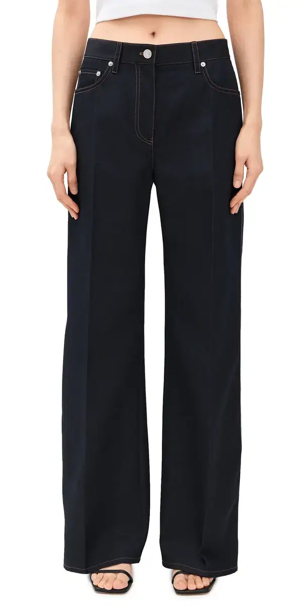 Relaxed Bootcut Trousers Navy Melange