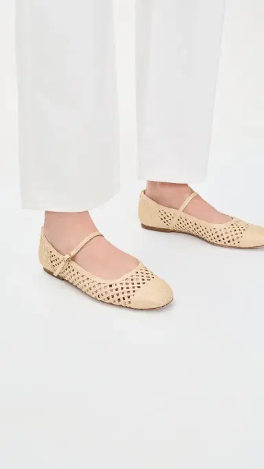 Veronica Beard Ellie Raffia Ballet Flats Natural 9 | Thumbnail 3