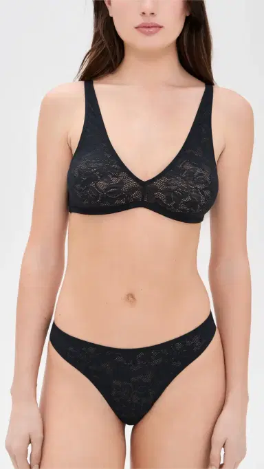Eberjey oft tretch Recycled Lace Thong Black | Thumbnail 4