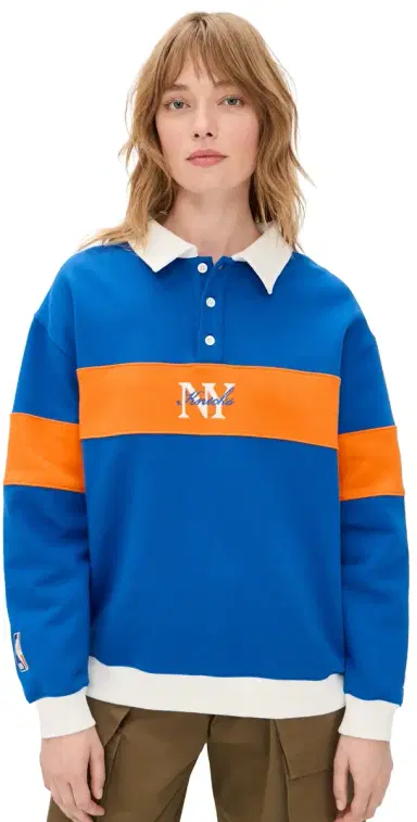 New York or Nowhere Knicks Rafters Polo Sweatshirt Royal Blue | Thumbnail 1 New York or Nowhere Knicks Rafters Polo Sweatshirt Royal Blue | Thumbnail 1