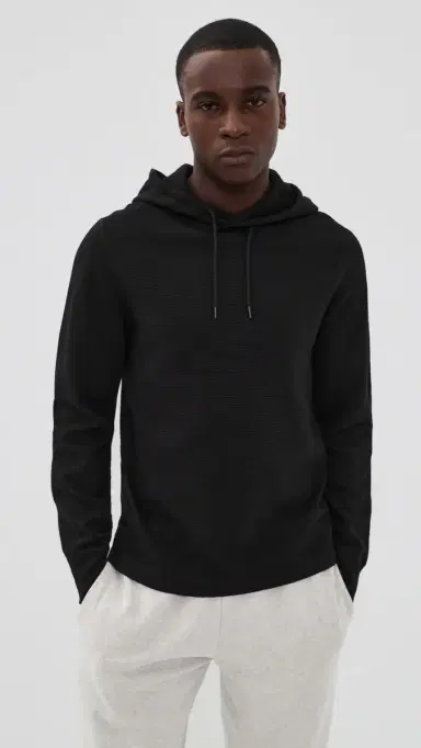 REIGNING CHAMP Lightweight Waffle Standard Hoodie Black | Thumbnail 2