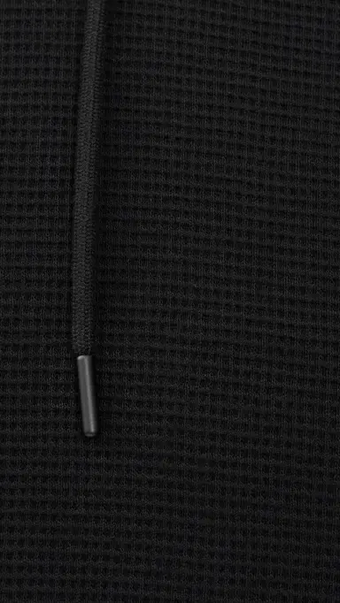 REIGNING CHAMP Lightweight Waffle Standard Hoodie Black | Thumbnail 6