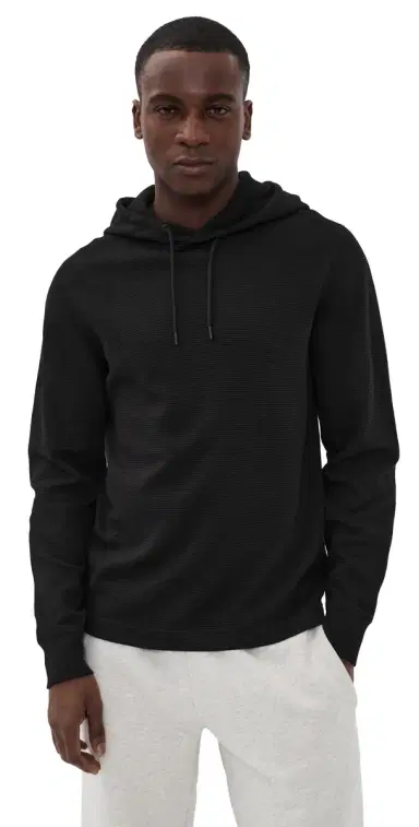 REIGNING CHAMP Lightweight Waffle Standard Hoodie Black | Thumbnail 1
