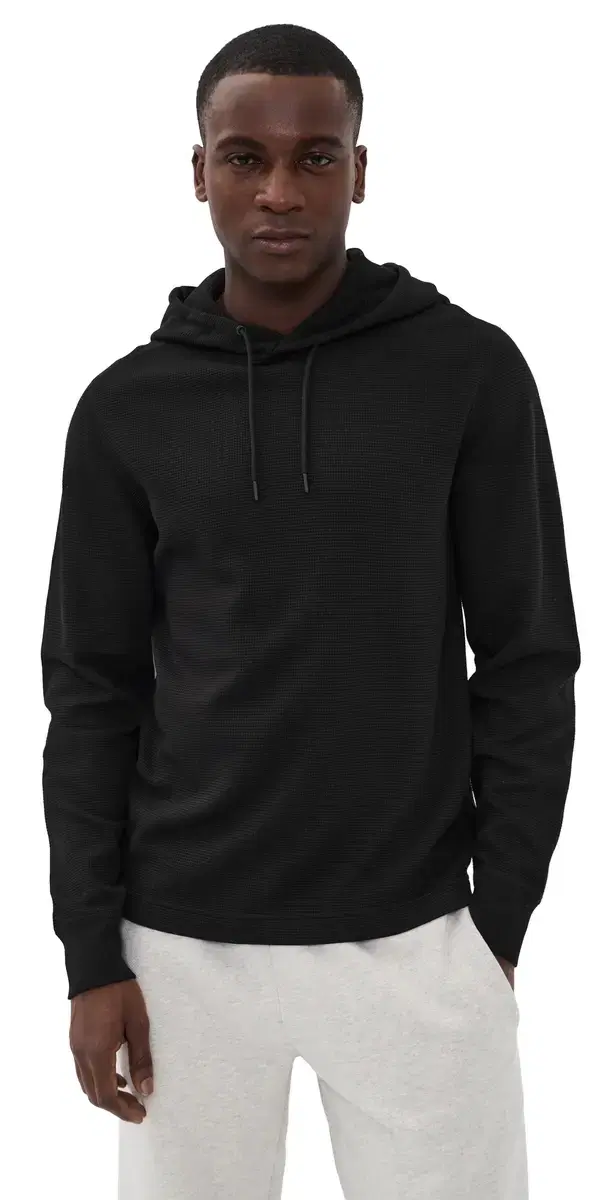 Lightweight Waffle tandard Hoodie Black