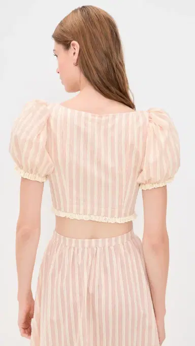 For Love & Lemons Naomi Crop Top Red S | Thumbnail 3