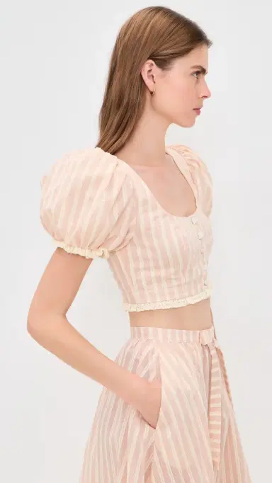 For Love & Lemons Naomi Crop Top Red S | Thumbnail 4