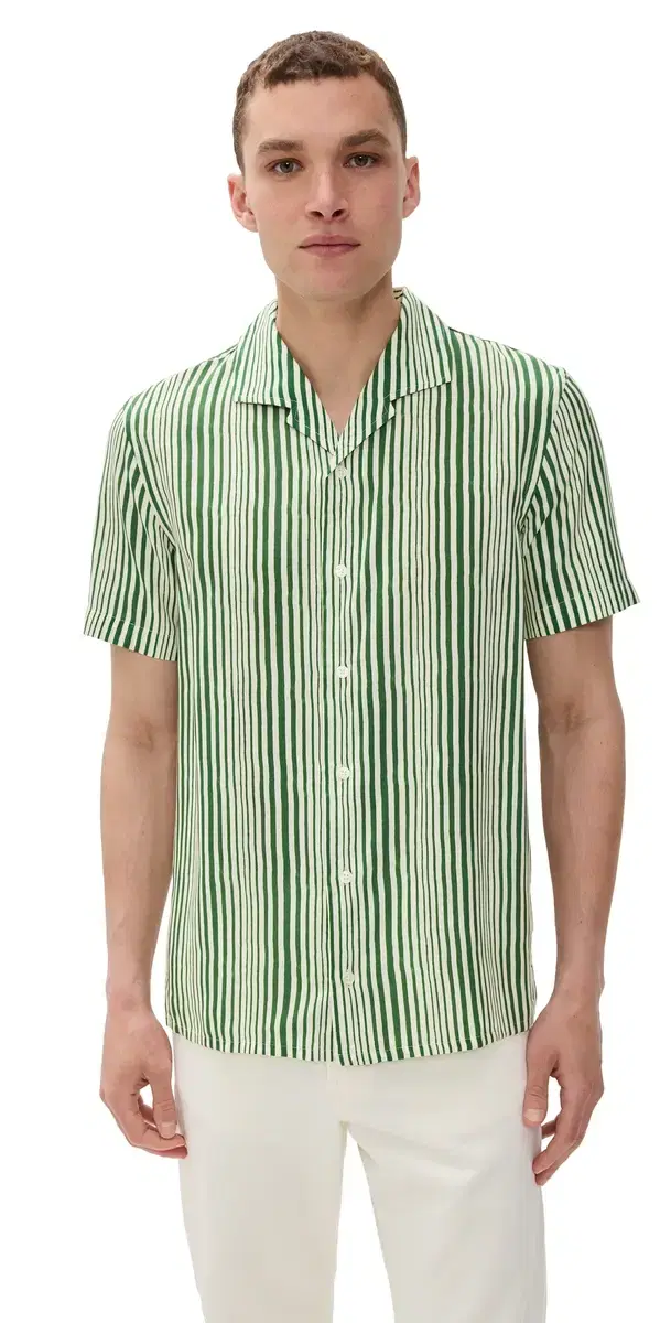 Orlebar Brown Hibbert hore tripe hirt Caddie Green/White