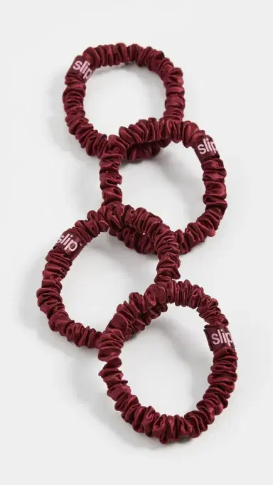 Slip Skinny Silk Scrunchie Set of 4 Maroon One Size | Thumbnail 2