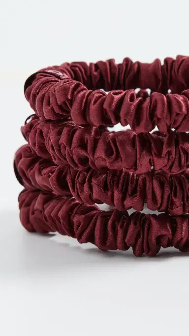 Slip Skinny Silk Scrunchie Set of 4 Maroon One Size | Thumbnail 4