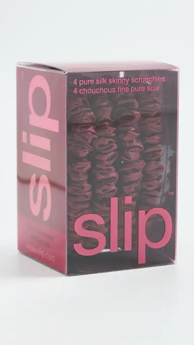 Slip Skinny Silk Scrunchie Set of 4 Maroon One Size | Thumbnail 5
