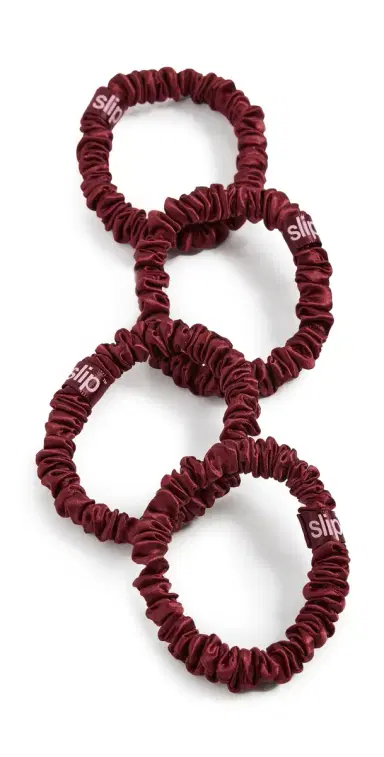 Slip Skinny Silk Scrunchie Set of 4 Maroon One Size | Thumbnail 1
