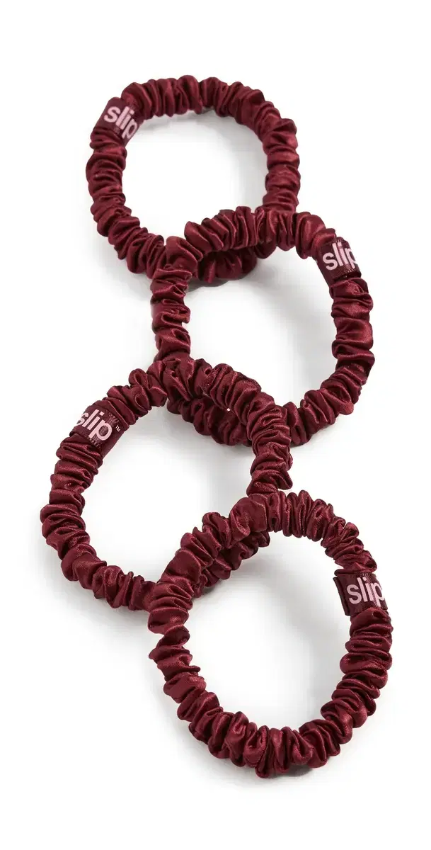 Slip Skinny Silk Scrunchie Set of 4 Maroon One Size