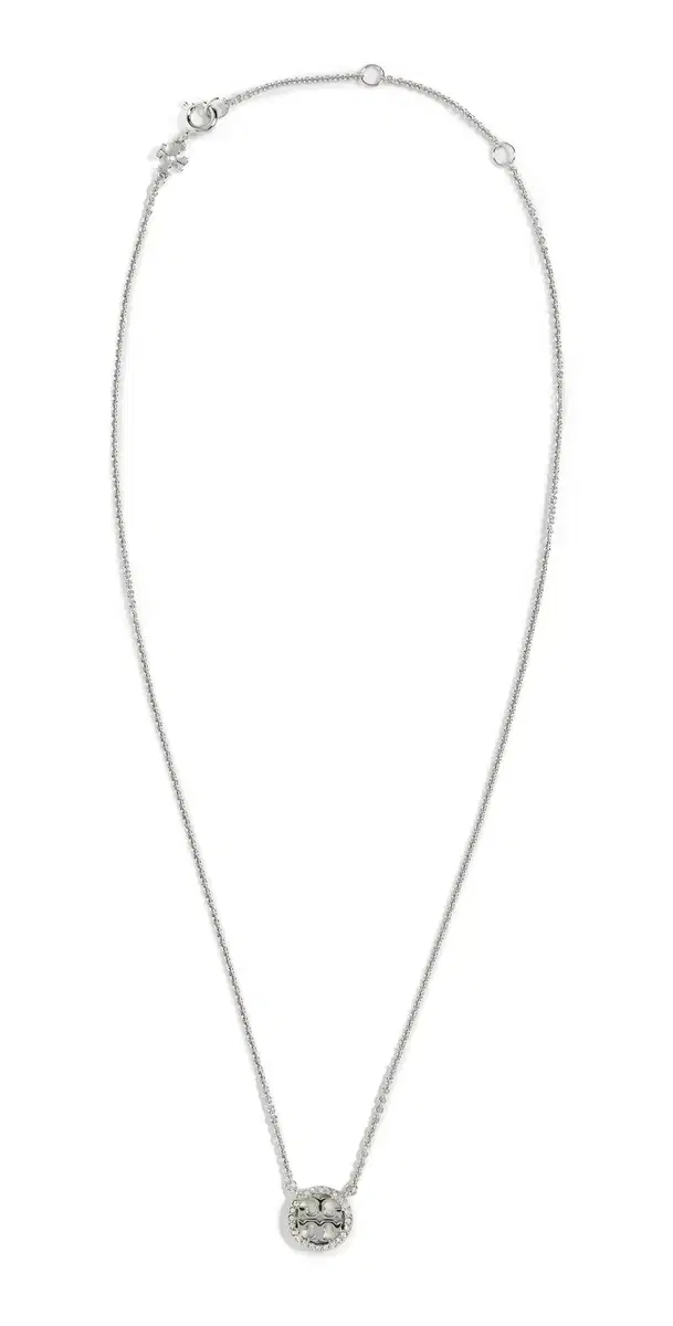 Tory Burch Icon Pavé Pendant Necklace Tory Silver / Crystal One Size