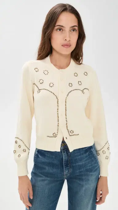 THE GREAT. The Studded Cardigan Natural | Thumbnail 2