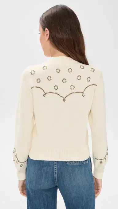 THE GREAT. The Studded Cardigan Natural | Thumbnail 3