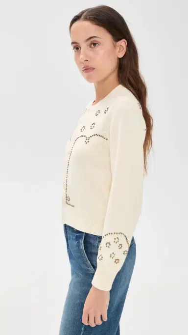 THE GREAT. The Studded Cardigan Natural | Thumbnail 4