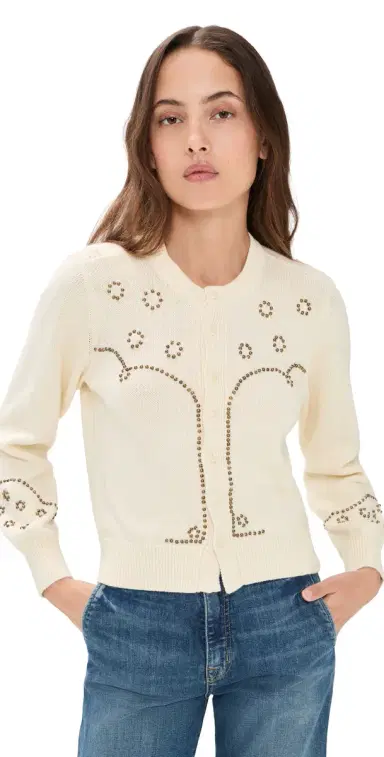 THE GREAT. The Studded Cardigan Natural | Thumbnail 1