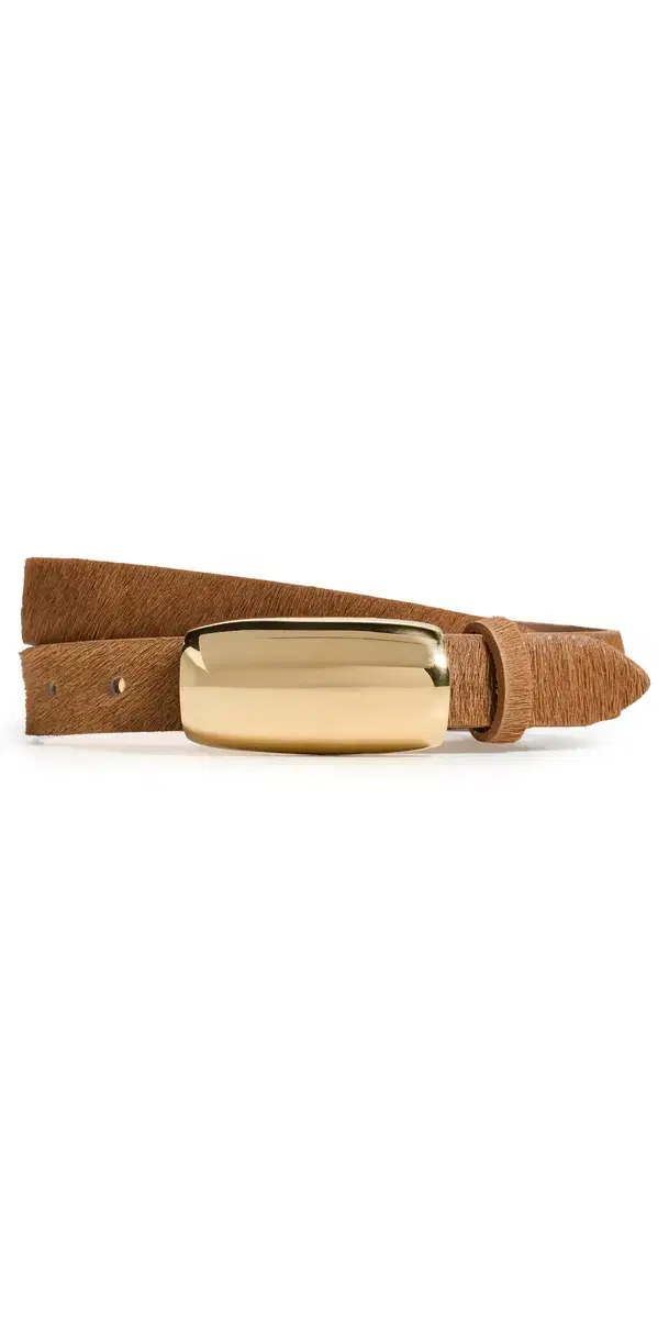 L'AGENCE Marlowe eather Belt Tan Calf Hair