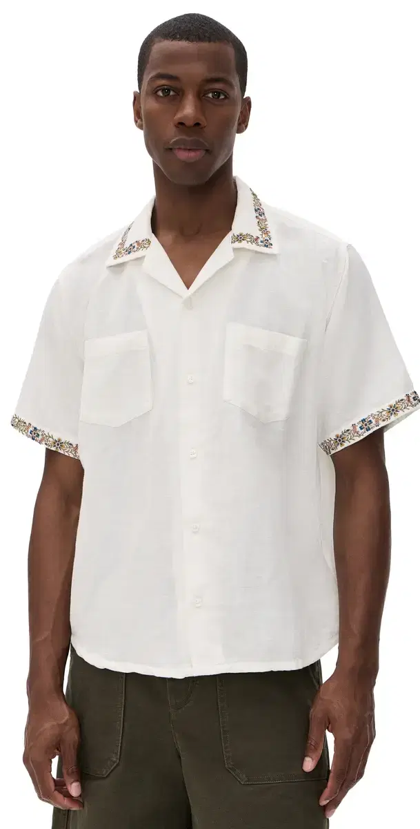 Harmony Embroidered Camp Shirt White