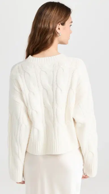Sablyn Cable Knit Cashmere Sweater Gardenia L | Thumbnail 3
