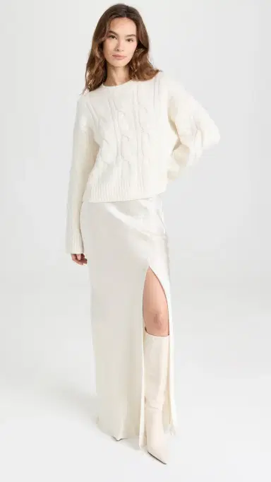Sablyn Cable Knit Cashmere Sweater Gardenia L | Thumbnail 5