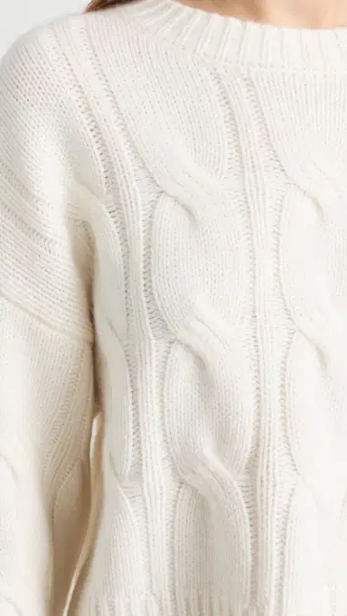 Sablyn Cable Knit Cashmere Sweater Gardenia L | Thumbnail 6
