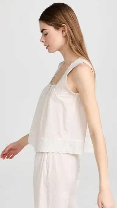 The Great. The Eyelet Tank True White | Thumbnail 4