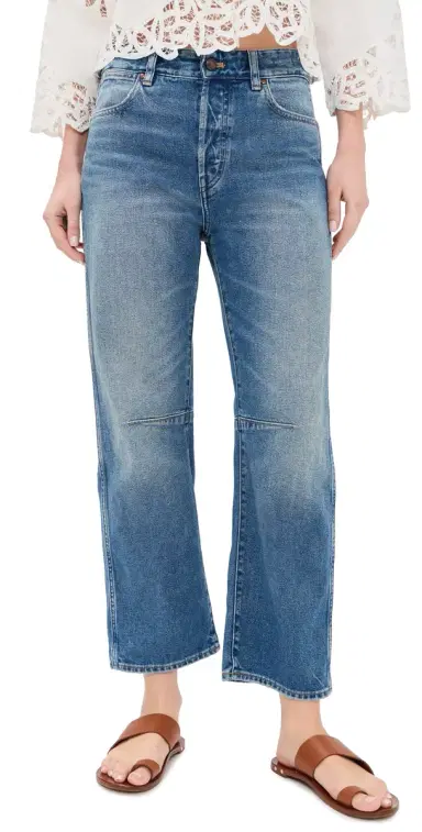 Madewell The Darted Barrel Leg Jeans Retro Bright Wash | Thumbnail 1 Madewell The Darted Barrel Leg Jeans Retro Bright Wash | Thumbnail 1