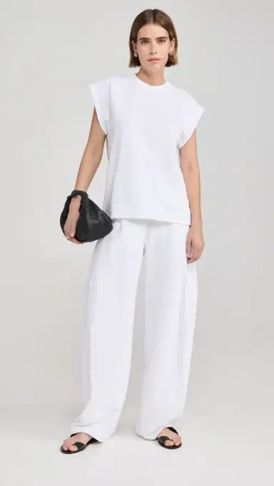 Tibi Summer Sweatshirting Winslow Pants White L | Thumbnail 5