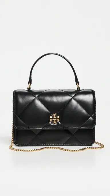 Tory Burch Kira Diamond Quilt Mini Top Handle Chain Crossbody Bag Black One Size | Thumbnail 2 Tory Burch Kira Diamond Quilt Mini Top Handle Chain Crossbody Bag Black One Size | Thumbnail 2
