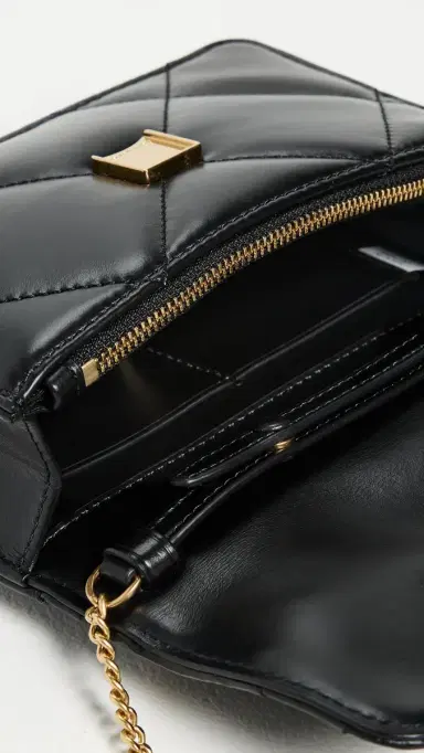 Tory Burch Kira Diamond Quilt Mini Top Handle Chain Crossbody Bag Black One Size | Thumbnail 6 Tory Burch Kira Diamond Quilt Mini Top Handle Chain Crossbody Bag Black One Size | Thumbnail 6