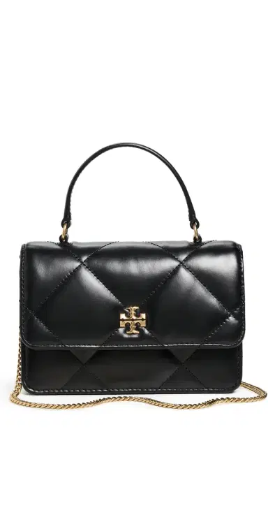 Tory Burch Kira Diamond Quilt Mini Top Handle Chain Crossbody Bag Black One Size | Thumbnail 1 Tory Burch Kira Diamond Quilt Mini Top Handle Chain Crossbody Bag Black One Size | Thumbnail 1