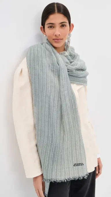 Isabel Marant Zenila Scarf Ecru/Blue One Size | Thumbnail 3