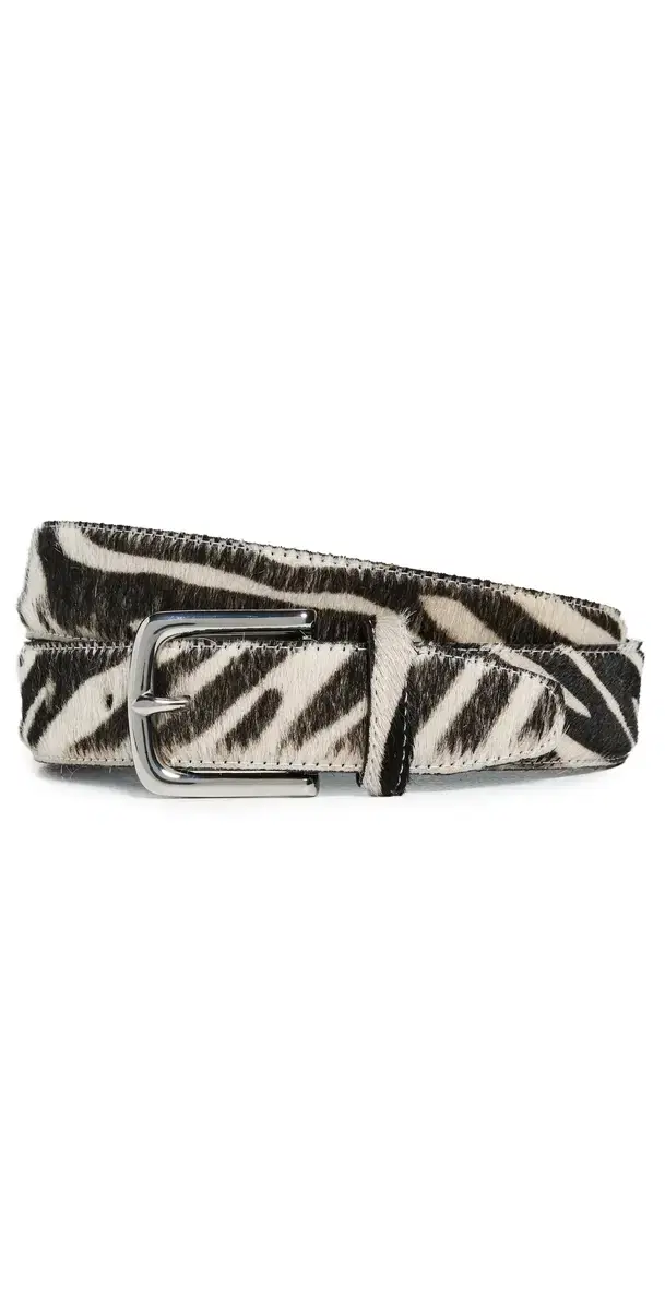 Classic Pony Hair Leather Belt Zebra