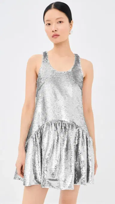 Simone Rocha Tapered Back Peplum Mini Dress Silver | Thumbnail 2