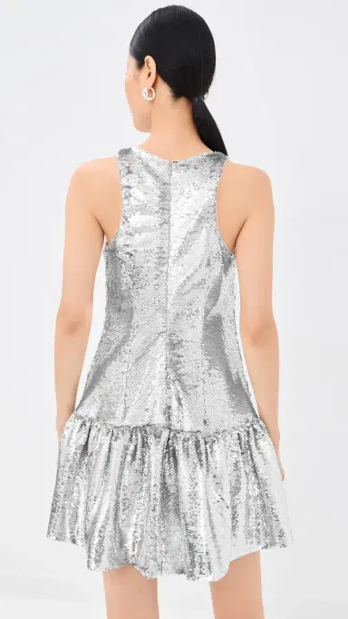 Simone Rocha Tapered Back Peplum Mini Dress Silver | Thumbnail 3