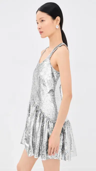 Simone Rocha Tapered Back Peplum Mini Dress Silver | Thumbnail 4