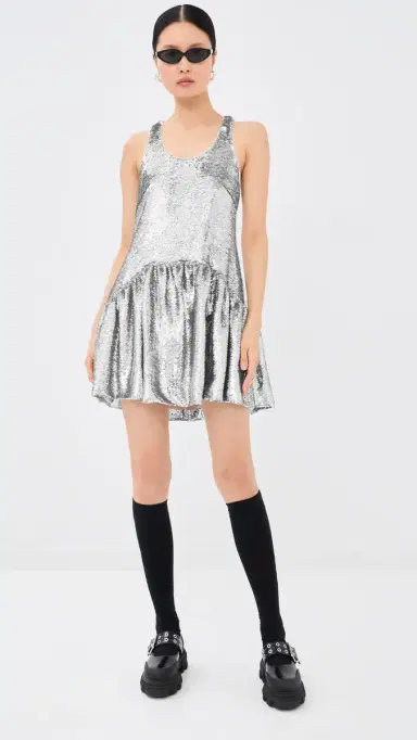 Simone Rocha Tapered Back Peplum Mini Dress Silver | Thumbnail 5