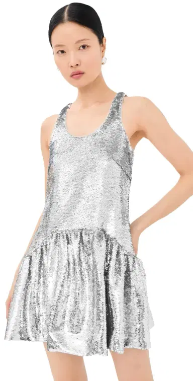 Simone Rocha Tapered Back Peplum Mini Dress Silver | Thumbnail 1