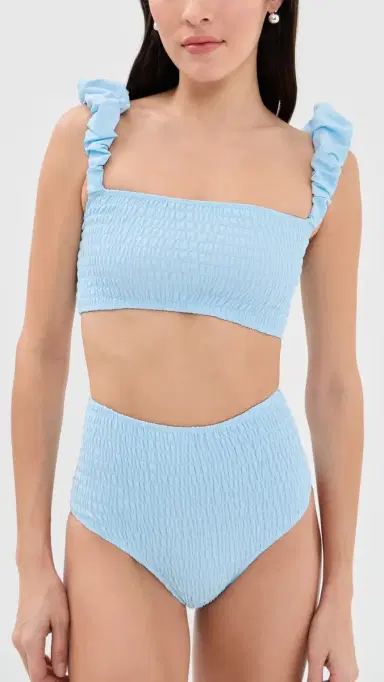 Sea Amabel Smocked Bikini Top Ice | Thumbnail 5 Sea Amabel Smocked Bikini Top Ice | Thumbnail 5