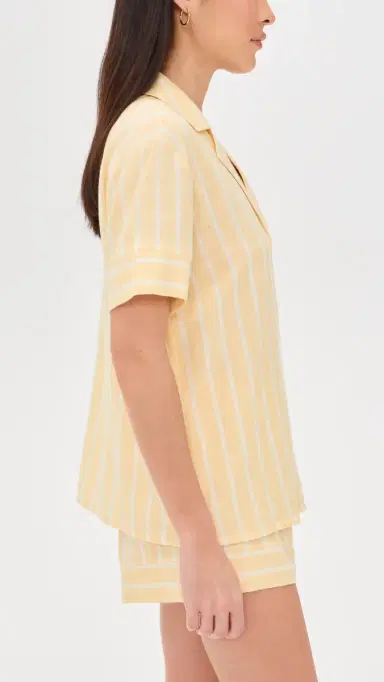 Eberjey Nautico Shortie Pajama Set Classic Stripe Sunbeam M | Thumbnail 4