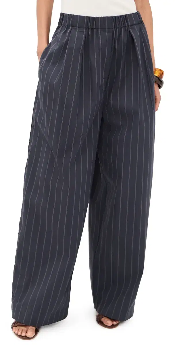 tripe Relaxed Pleat Pants Ink tripe
