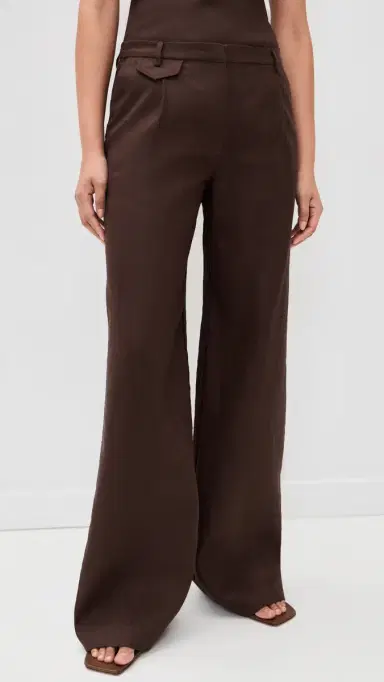 BARDOT Geordy Hipster Linen Pants Chocolate | Thumbnail 2 BARDOT Geordy Hipster Linen Pants Chocolate | Thumbnail 2