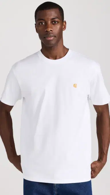 Carhartt WIP Short Sleeve Chase T-Shirt White/Gold | Thumbnail 2