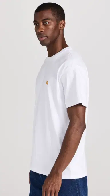 Carhartt WIP Short Sleeve Chase T-Shirt White/Gold | Thumbnail 4