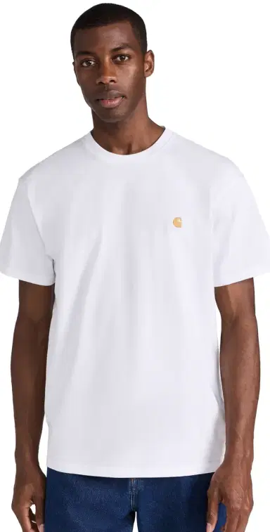 Carhartt WIP Short Sleeve Chase T-Shirt White/Gold | Thumbnail 1