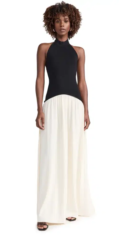 Solid & Striped The Halter Soglio Dress Ecru/Noir | Thumbnail 1 Solid & Striped The Halter Soglio Dress Ecru/Noir | Thumbnail 1
